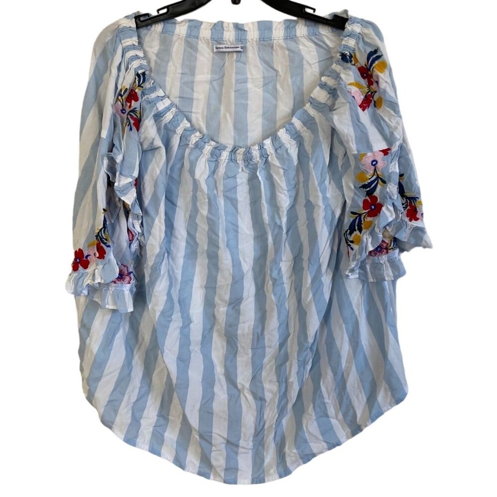 Serene Bohemian Womens Blouse Embroidered Tunic Cottagecore XXL 2XL Off Shoulder